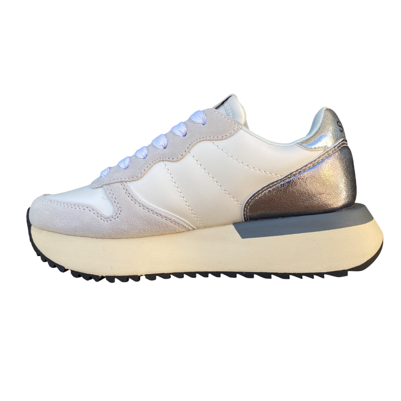 Sun68 Big Stargirl – Sneaker Donna in Similpelle e Suede Z45222 01 Bianco | Stile Running, Dettagli Laminati, Comfort Metropolitano - interno