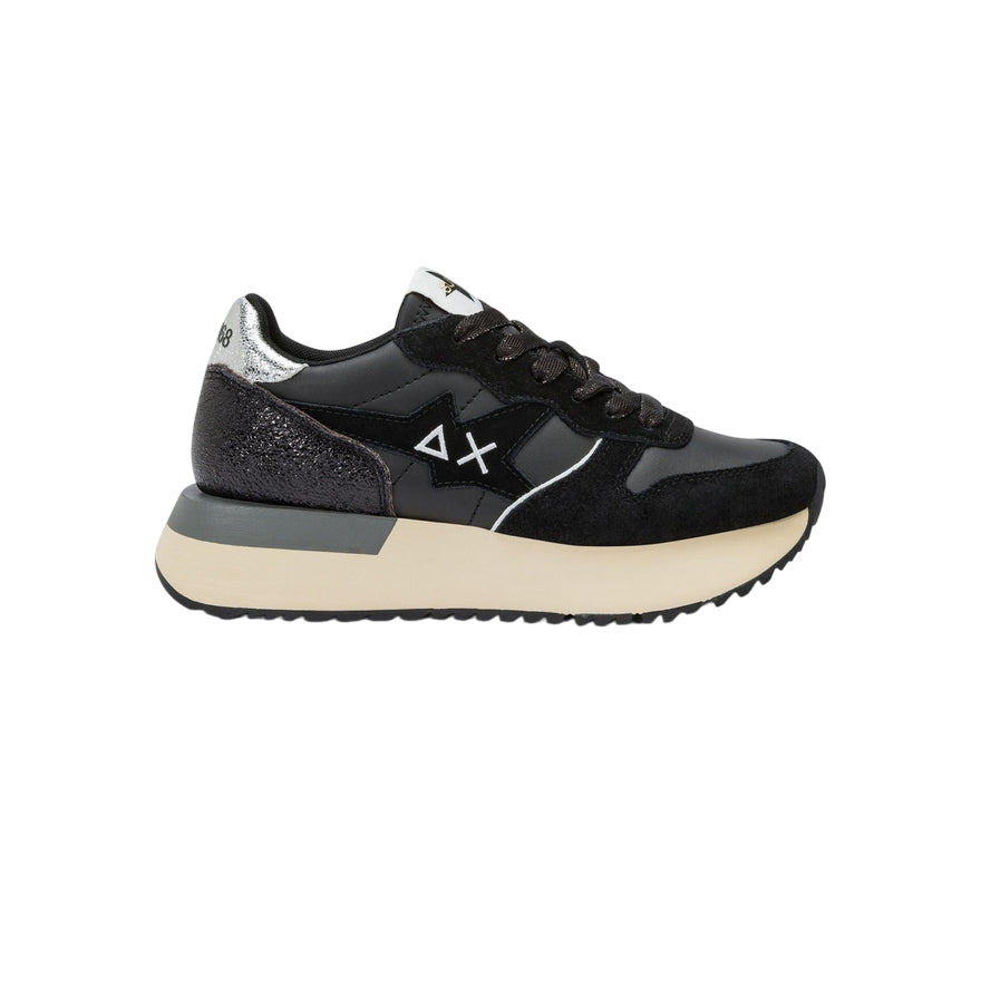 Sun68 – Sneaker Big Stargirl Donna Z45222 11 Nero | Stile Running Glitter Urban, Comfort e Dettagli Laminati