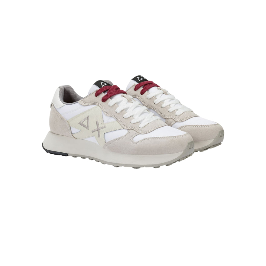 Sun68 – Sneaker Uomo Jaki Bicolor Z45114 01 bianco | Running heritage, nylon e suede premium, comfort quotidiano - laterale