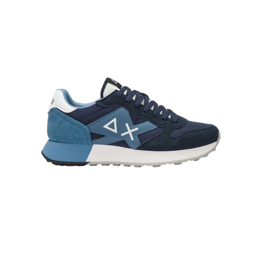 Sun68 – Sneaker Uomo Jaki Solid Z45113 07 Navy Blue | Running contemporaneo, nylon e suede premium, stile iconico