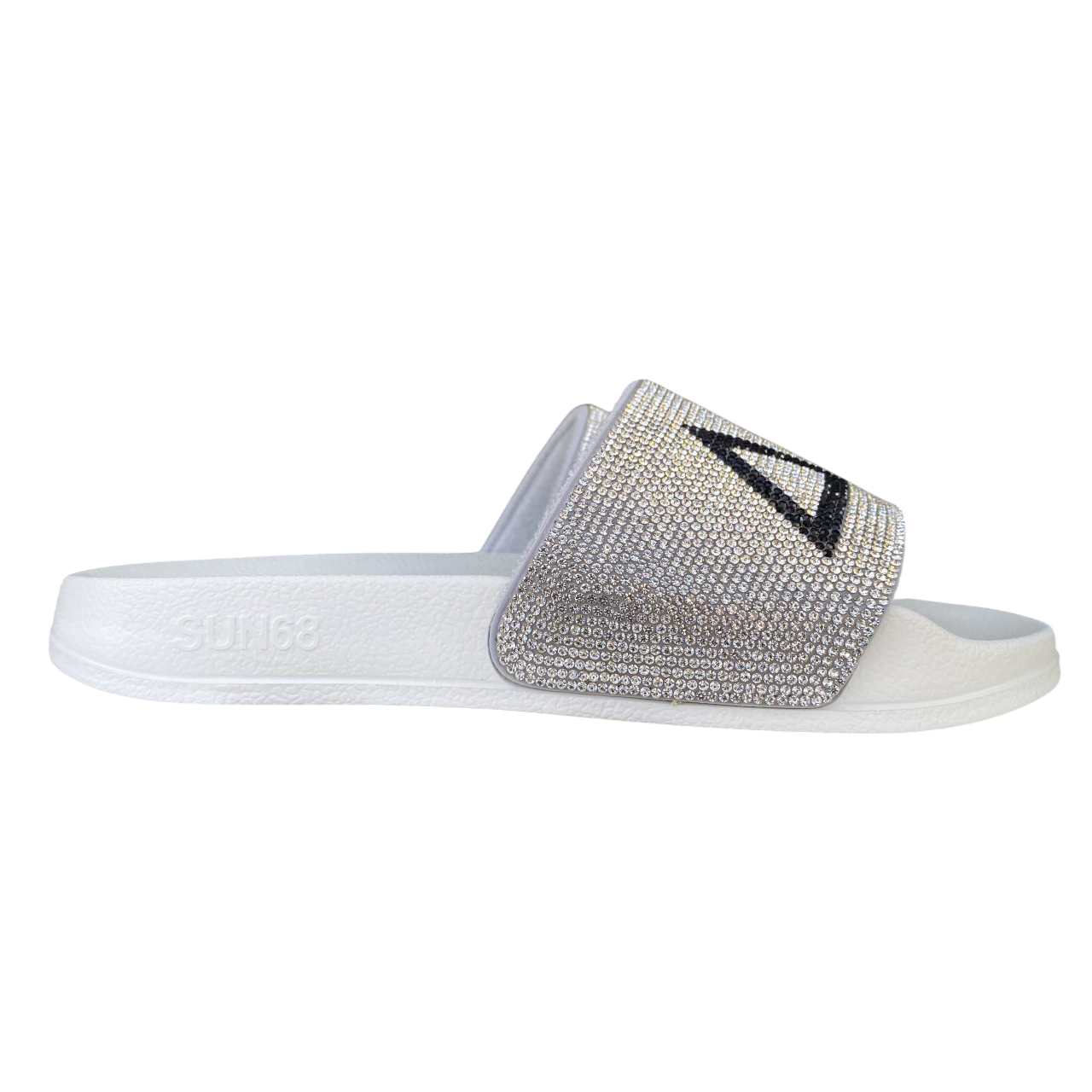 Sun68 ciabatta da donna con fascia strass x35205 01 bianco-argento