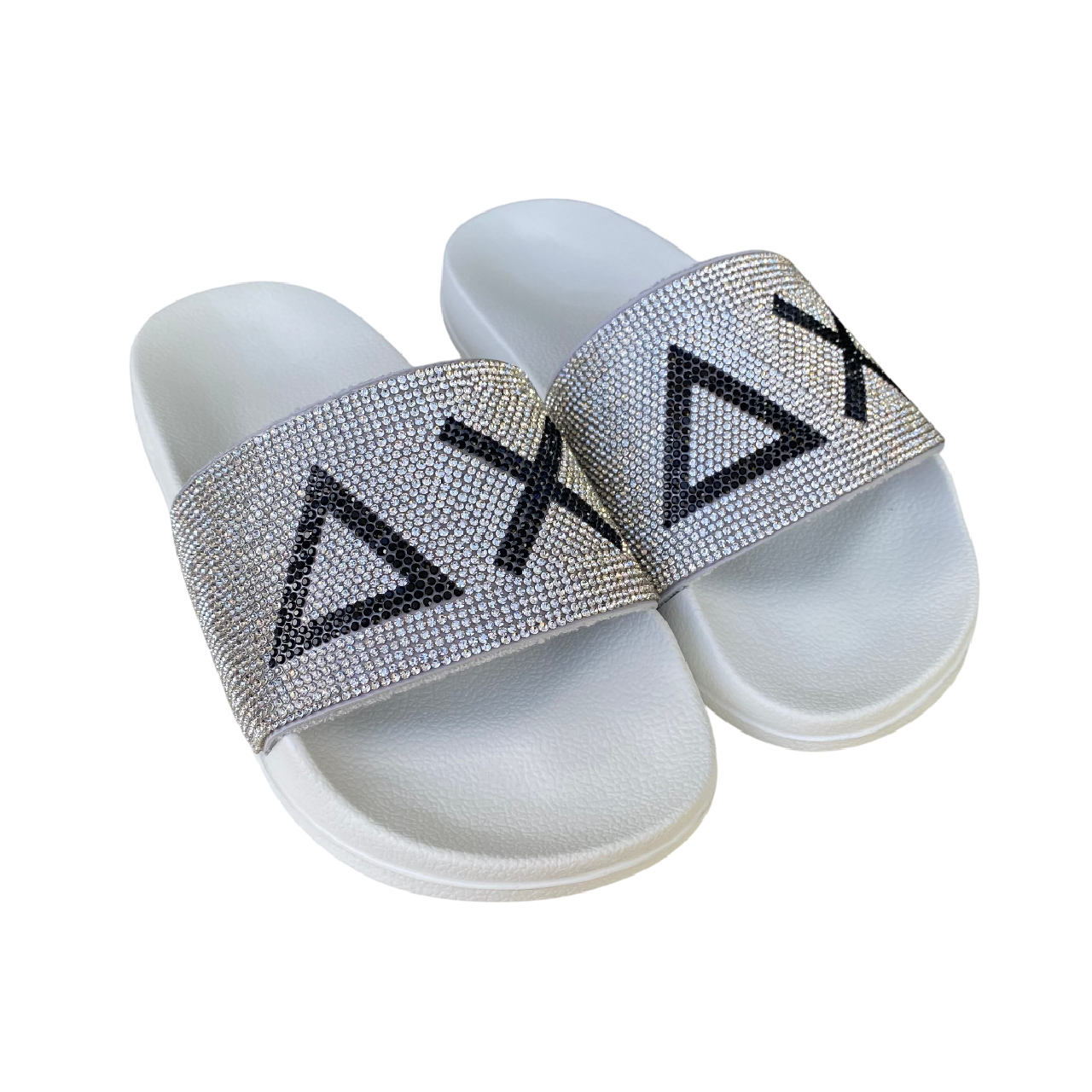 Sun68 ciabatta da donna con fascia strass x35205 01 bianco-argento