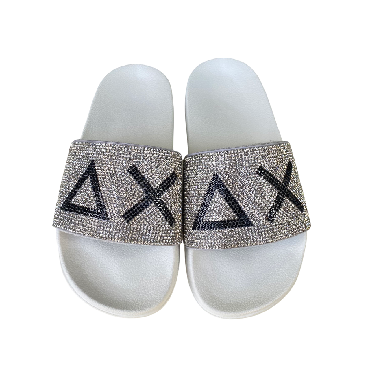 Sun68 ciabatta da donna con fascia strass x35205 01 bianco-argento