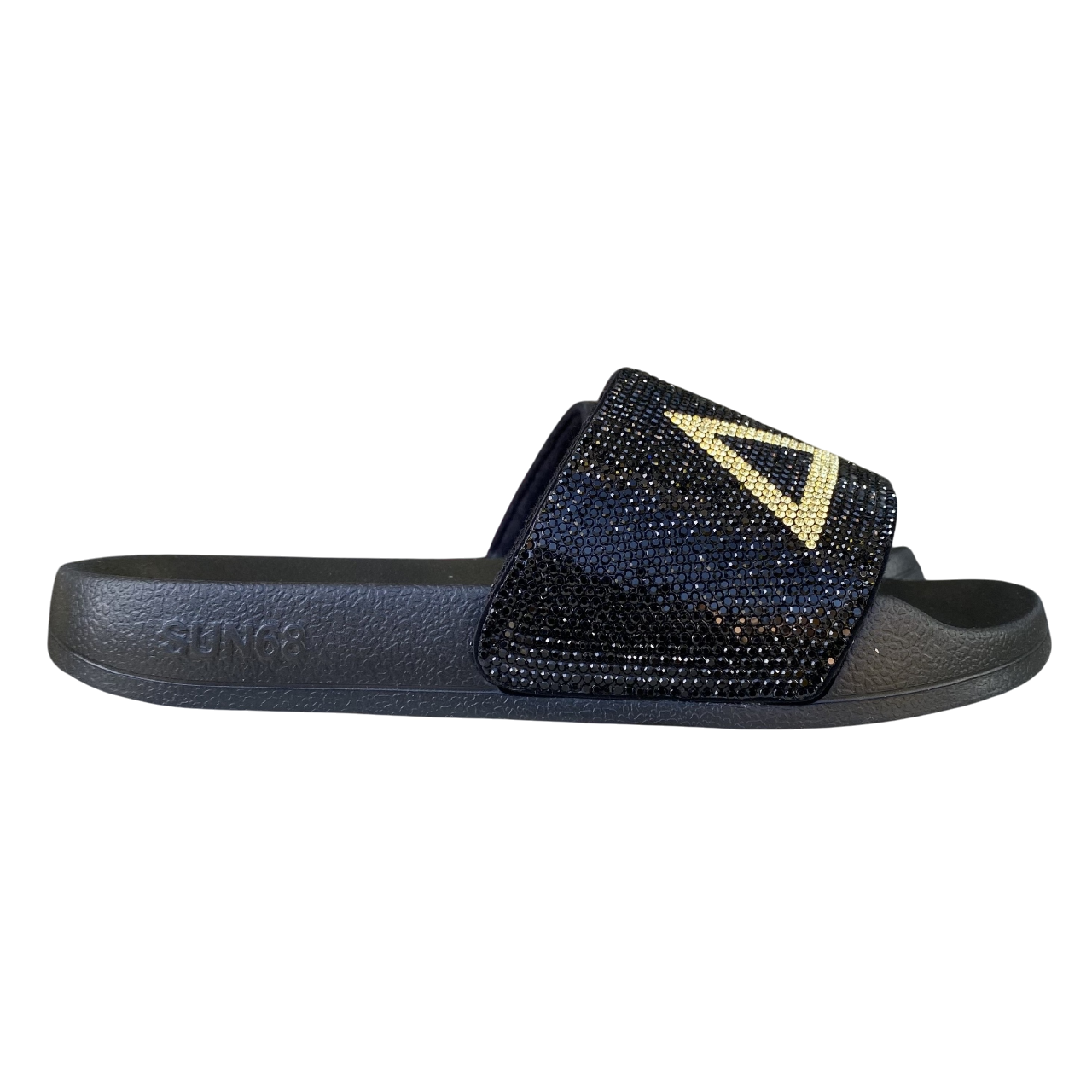 Sun68 ciabatta da donna con fascia strass x35205 11 nero-oro