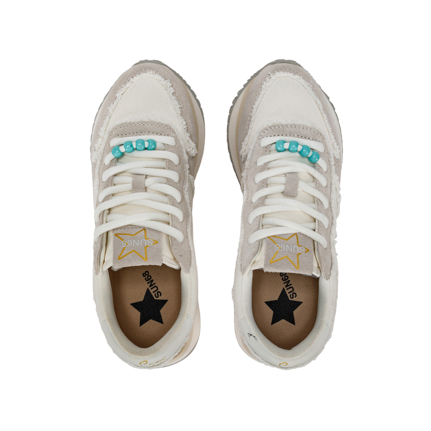 Sun68 scarpa sneakers da donna Big Stargirl Z34216 31 bianco panna