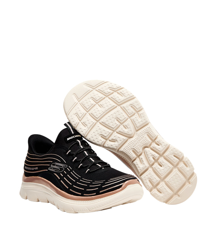 Suola scarpa Skechers Slip-ins Summit Plus nera con ammortizzazione comfort e battistrada per uso quotidiano
