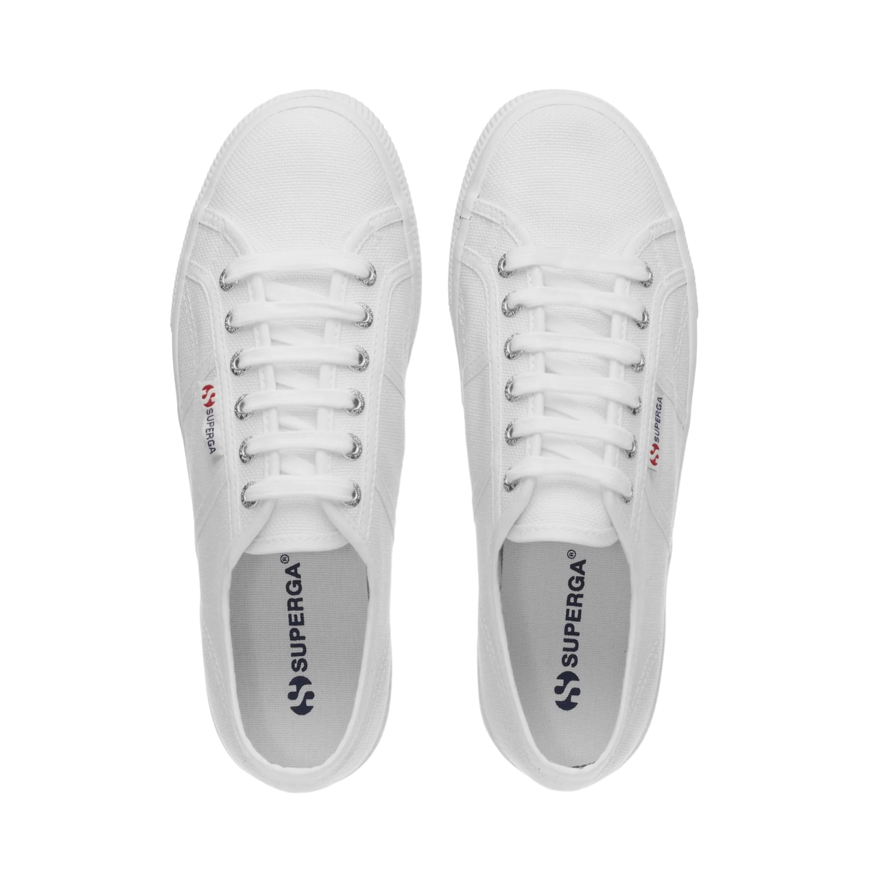 Superga 2790 Cotw bianche da donna con zeppa 4cm, modello S9111LW 901, vista tomaia