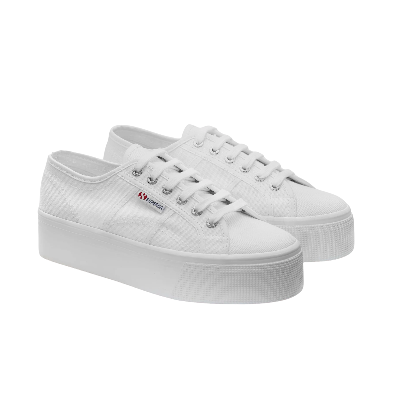 Superga 2790 Cotw bianche da donna con zeppa 4cm, modello S9111LW 901, vista frontale