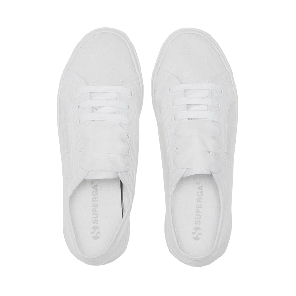 Superga scarpa sneakers da donna in tela 2740 Flower Sangallo S2148KW A0A bianco 2