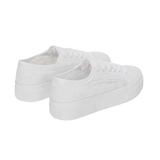 Superga scarpa sneakers da donna in tela 2740 Flower Sangallo S2148KW A0A bianco 3