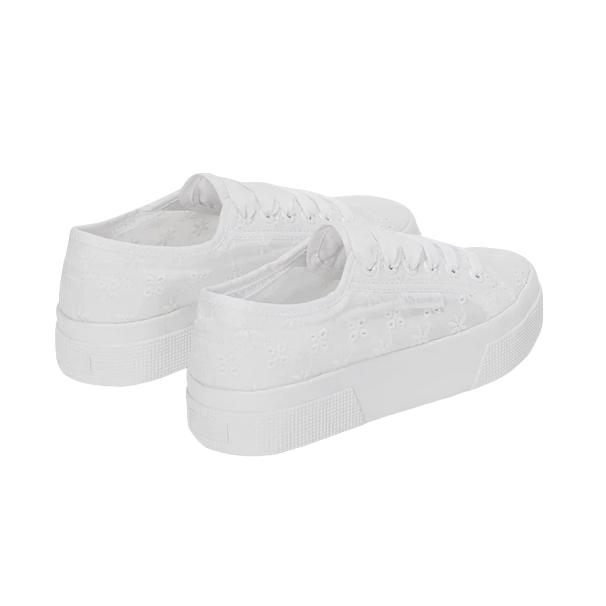 Superga scarpa sneakers in tela 2740 Flower Sangallo S2148KW A0A bianco
