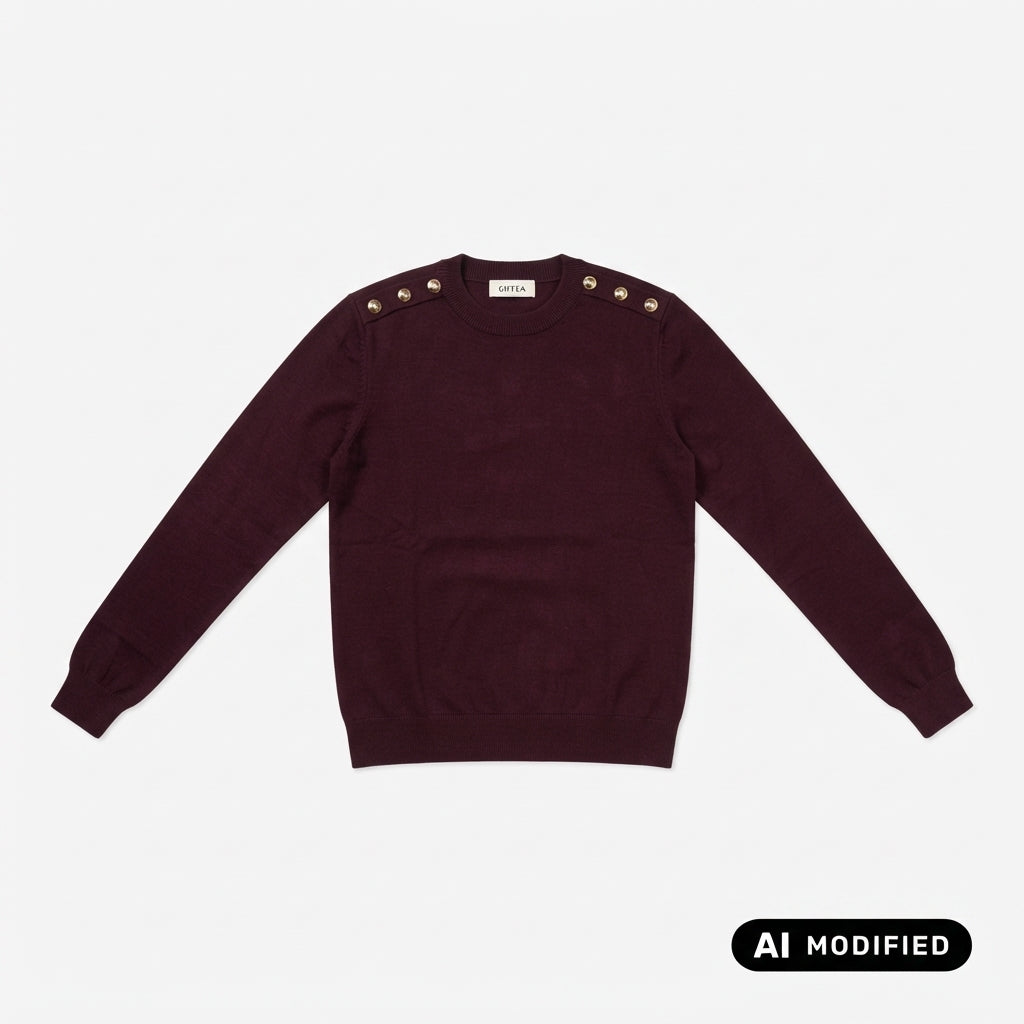 Griffai Maglia girocollo da donna con bottoni DGF6994 bordeaux