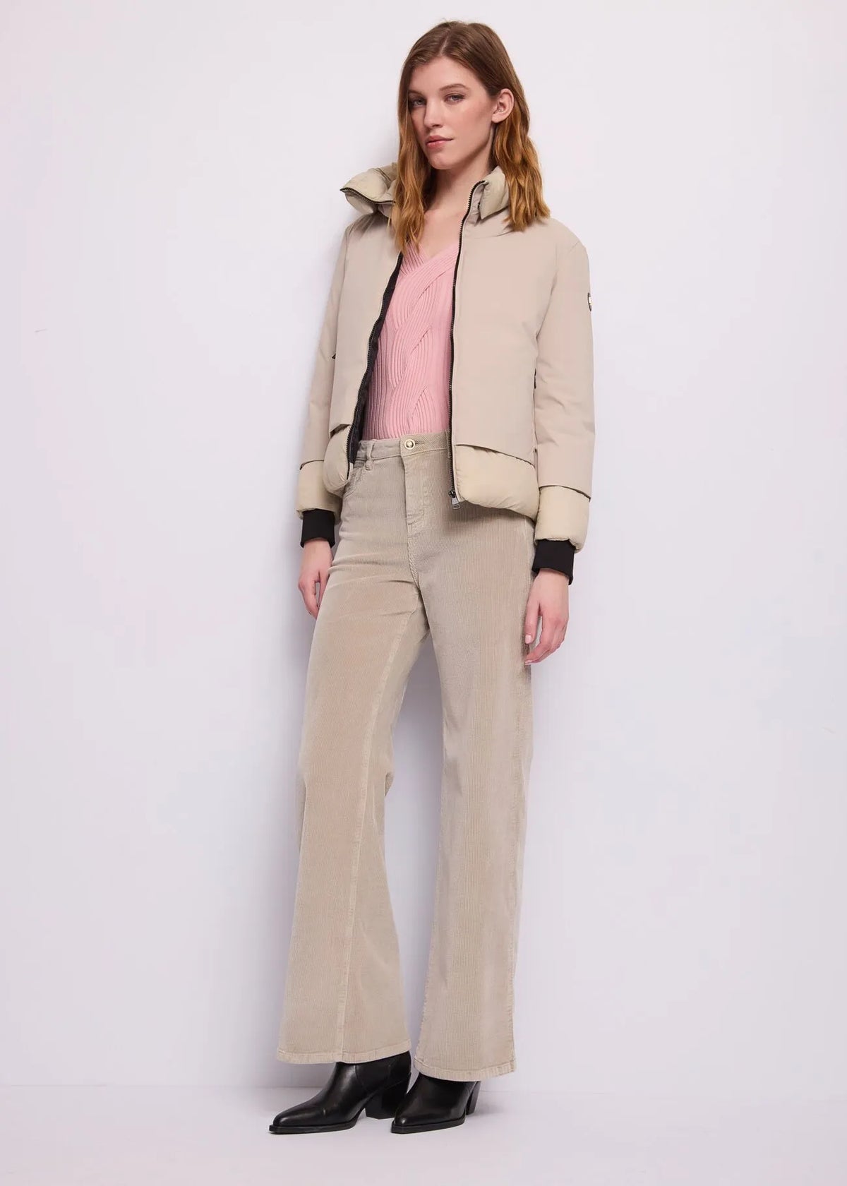 Gaudì pantalone in velluto da donna wide leg 621BD25002 beige
