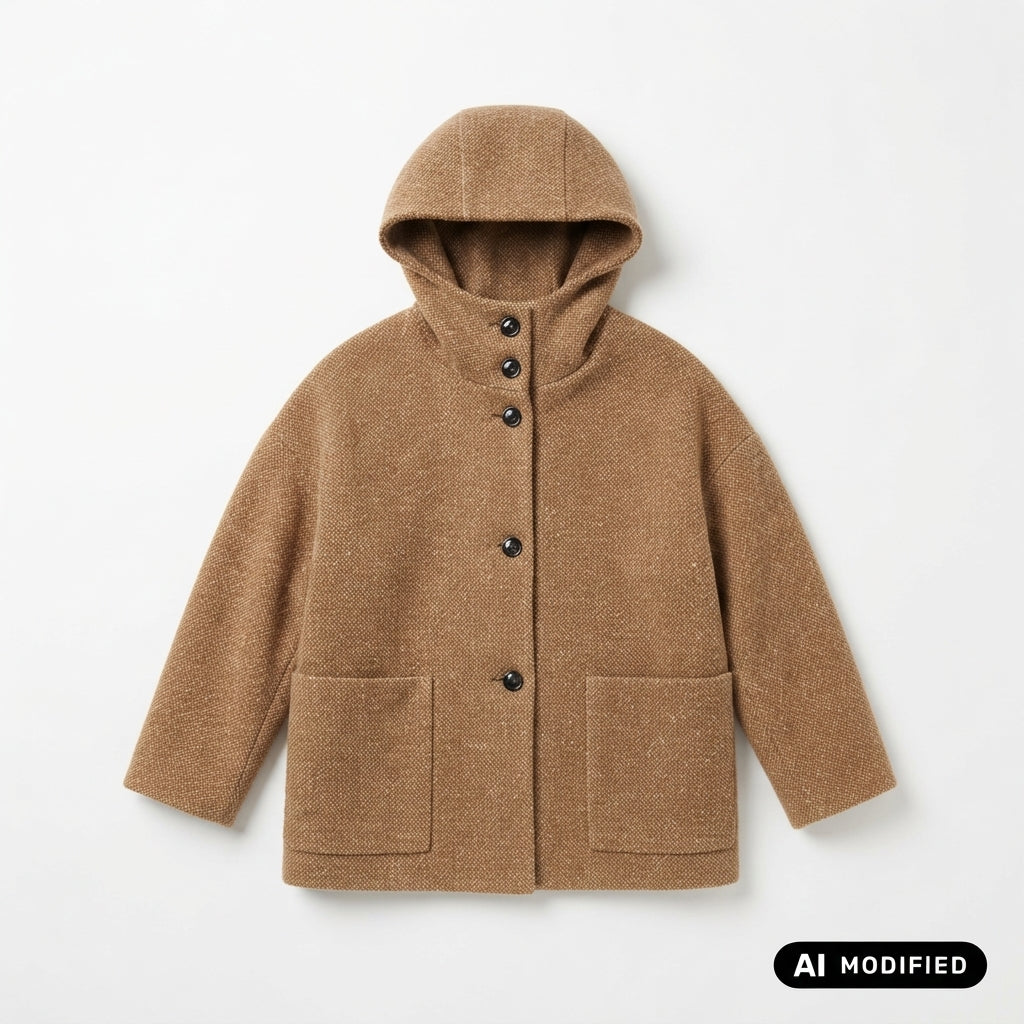 Griffai Cappotto donna con cappuccio DGF7409 beige