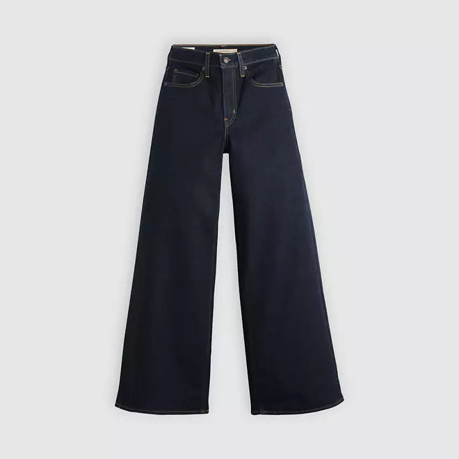 Levi's pantalone jeans da donna 728 a vita alta con gamba ampia 0039B0001 blu scuro