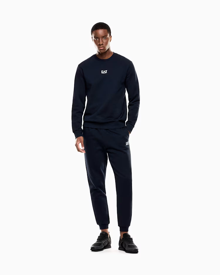 EA7 ARMANI Felpa girocollo da uomo con logo sul petto Core Identity 8NPM34 PJVTZ 1562 blu