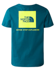 The North Face maglietta manica corta da ragazzo Redbox NF0A87T5YAO blu muschio giallo limone