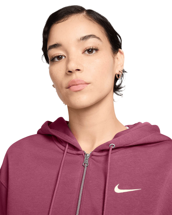 Nike Felpa Donna Phoenix Fleece HV2426-634 Rosa – corta, ampia, cappuccio, zip, comfort moda - LOGO