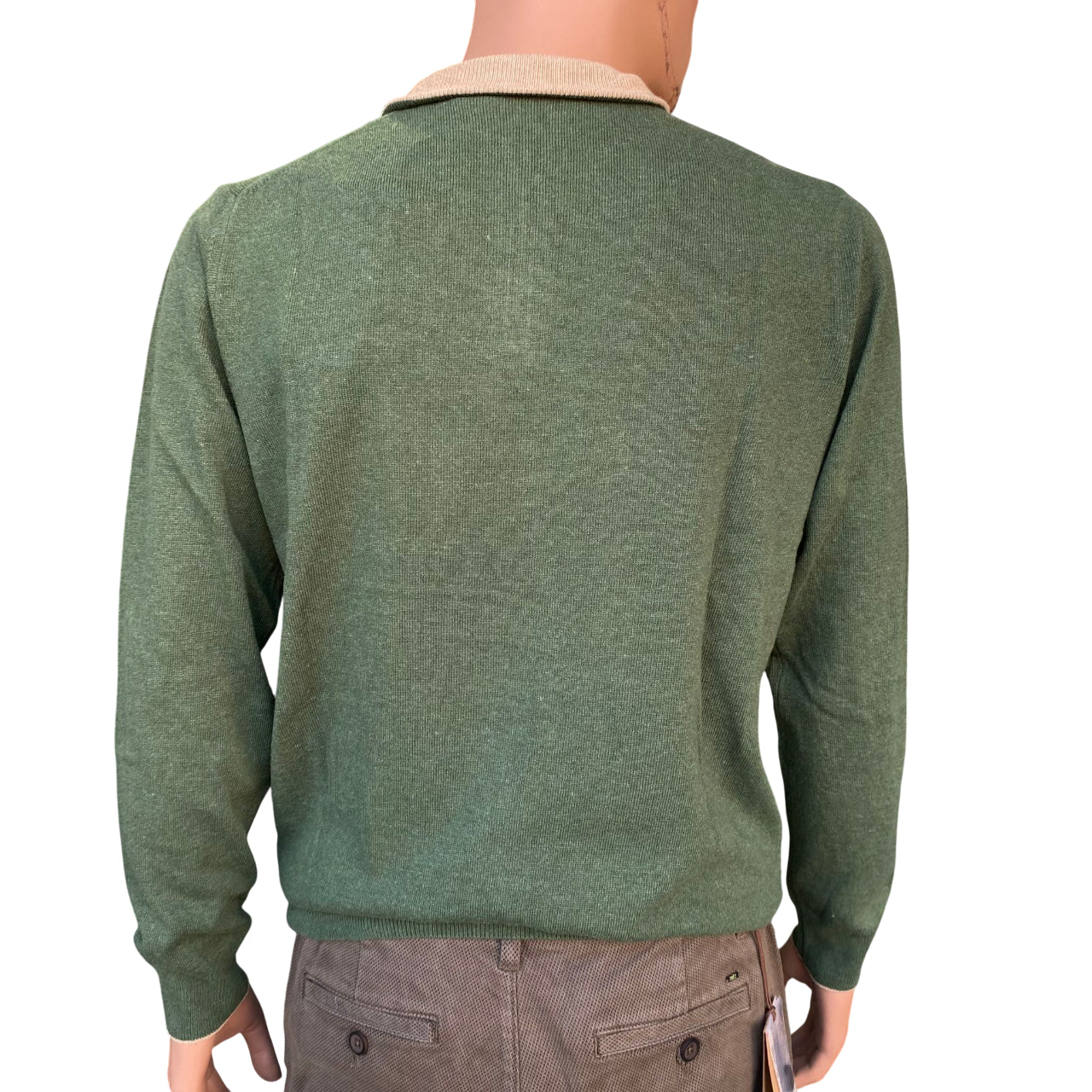 Trez Maglia Uomo Mezza Zip Macchia-VLPK M49631 842 Verde – Comfort e stile Streetwear - retro 