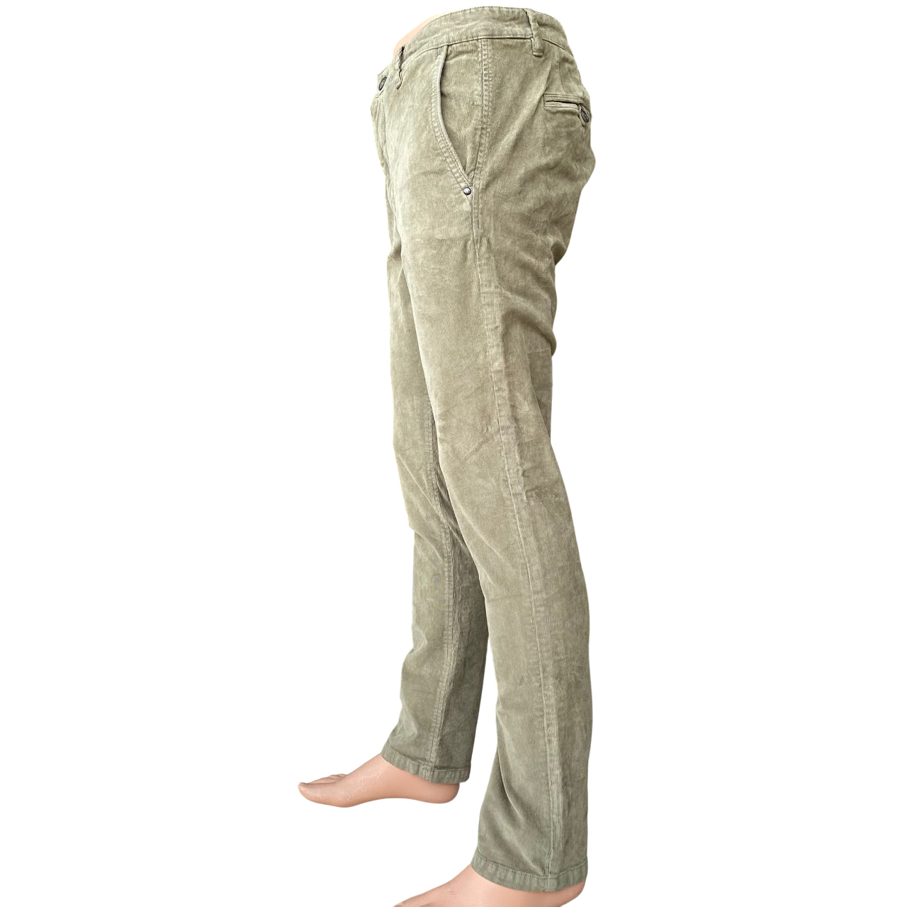 Trez Pantalone Uomo Velluto Millerighe M49592 408 PROT-CORD Verde – elegante, comfort, moda uomo - laterale