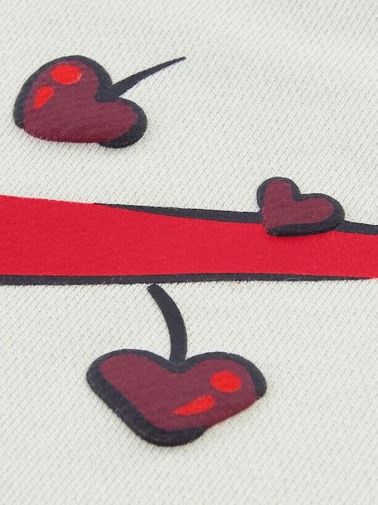 Tuta Sportiva Bambina Nike 36N667-U10 Bianco-Rosso Cotone Garzato pantalone legging felpa girocollo