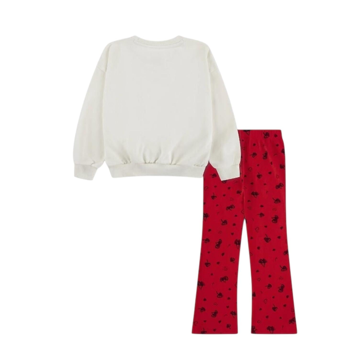 Tuta Sportiva Bambina Nike 36N667-U10 Bianco-Rosso Cotone Garzato pantalone legging felpa girocollo