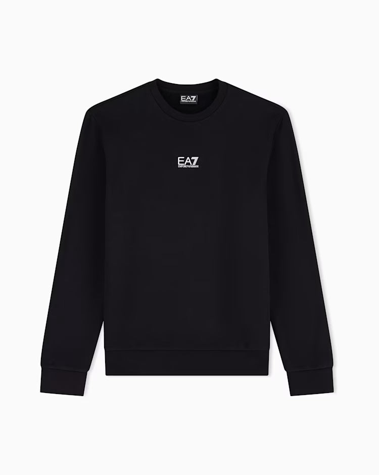 EA7 ARMANI Felpa girocollo da uomo con logo sul petto Core Identity 8NPM34 PJVTZ 1200 nero