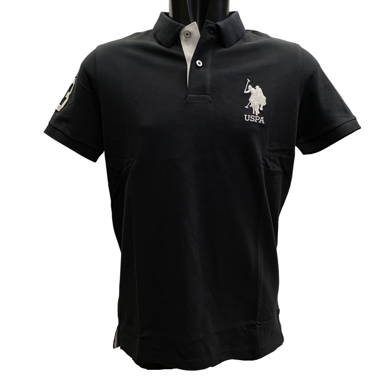 U.S.Polo Assn. Polo manica corta da uomo in cotone piquet con retrocollo a contrasto Kory US41197004 199 nero
