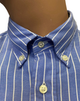 US Polo Assn camicia manica lunga da uomo a righe bianche US40104010 730 blu chiaro