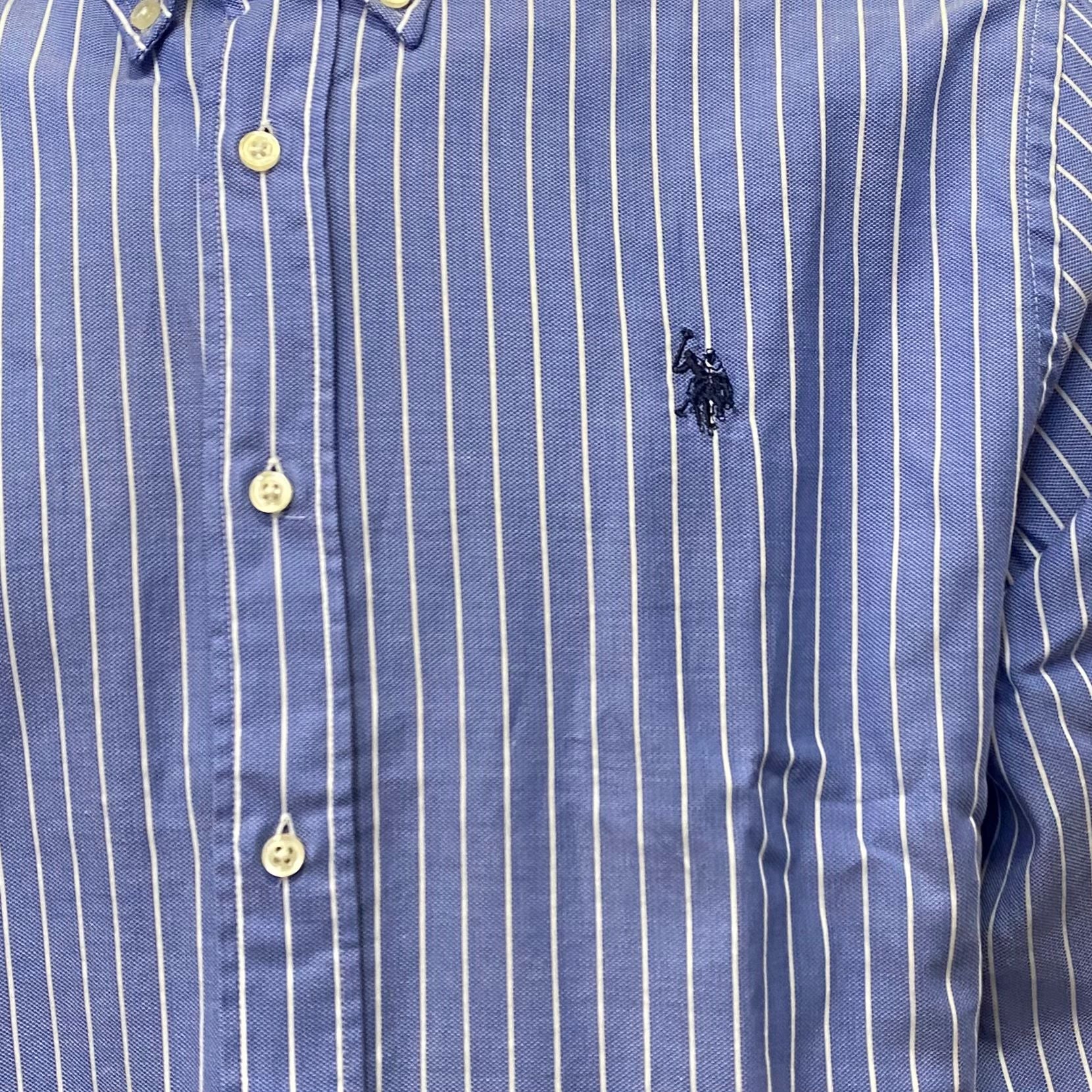 US Polo Assn camicia manica lunga da uomo a righe bianche US40104010 730 blu chiaro