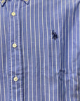 US Polo Assn camicia manica lunga da uomo a righe bianche US40104010 730 blu chiaro