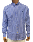 US Polo Assn camicia manica lunga da uomo a righe bianche US40104010 730 blu chiaro