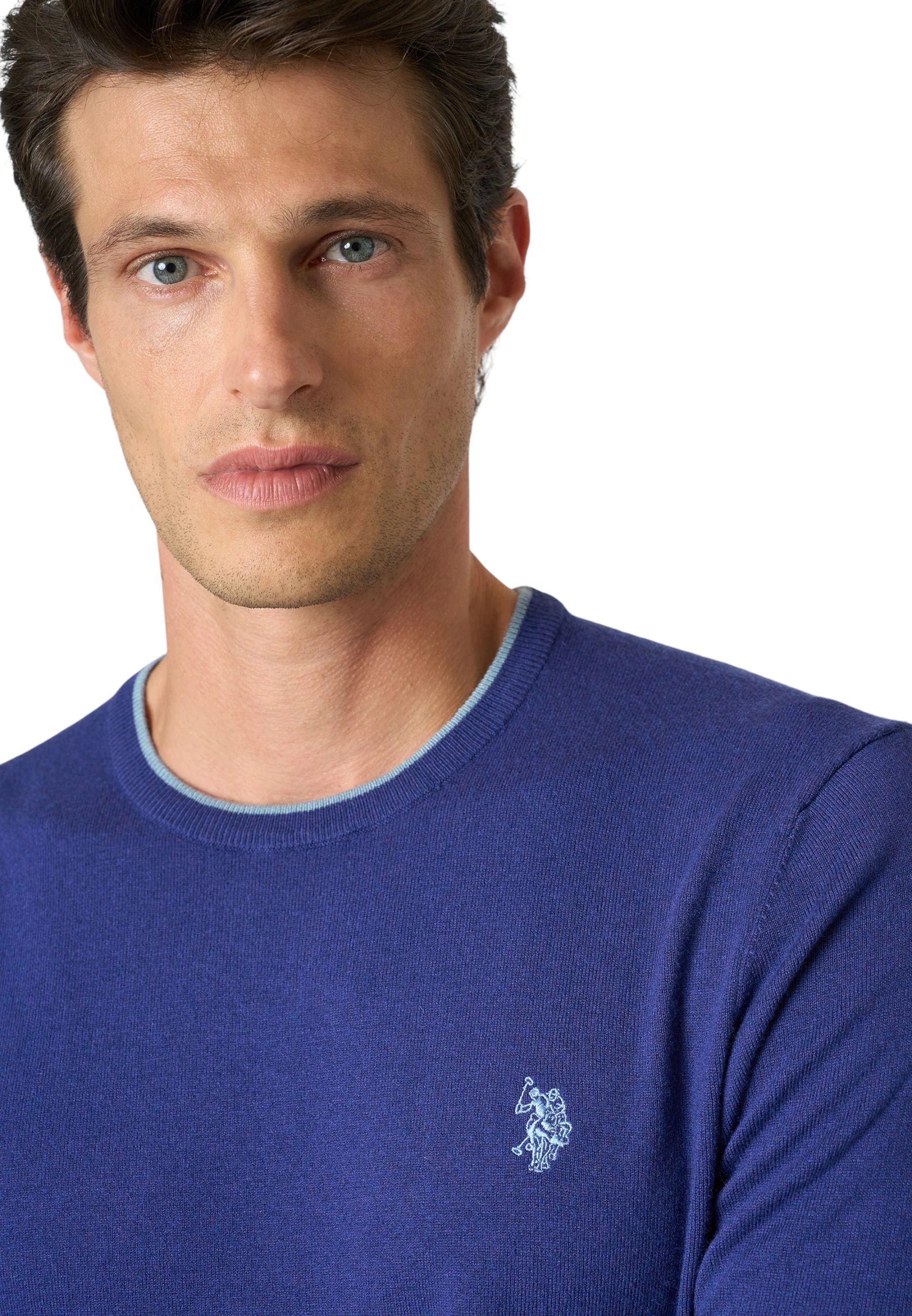 US Polo Assn Maglia Girocollo Misto Lana e Viscosa US42173007 373 Blu – Comfort Classico, Stile Versatile e Qualità Tradizionale