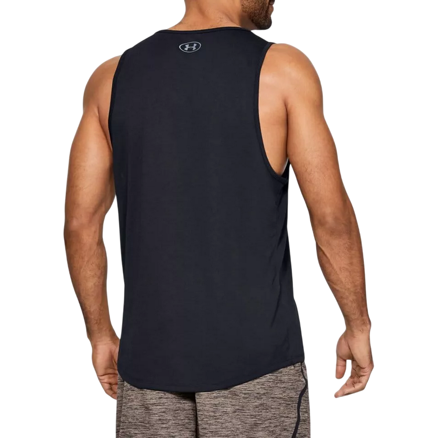 Canotta sportiva Under Armour Tech nera per uomo, tessuto tecnico performance per allenamento intenso, posteriore
