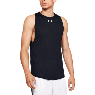 Canotta nera Under Armour Zone 1326706-001 da uomo per basket, vista frontale