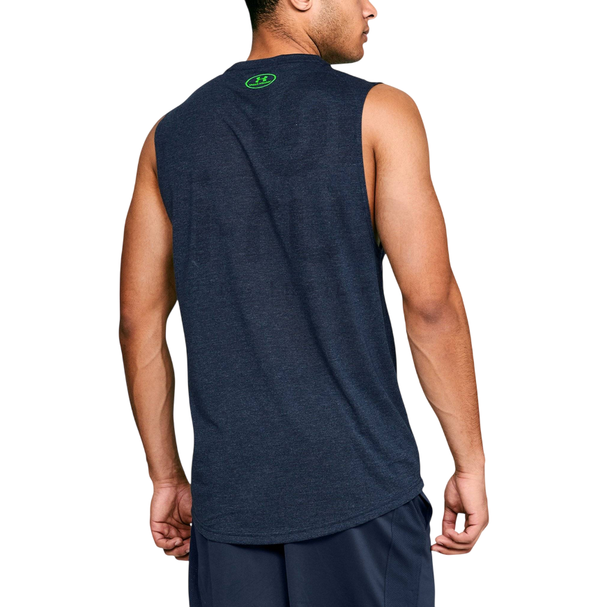 Canotta sportiva Under Armour blu per uomo, tessuto tecnico traspirante ideale per allenamento e fitness, posteriore