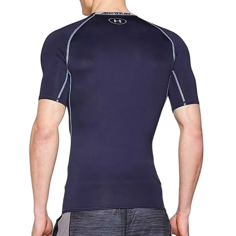 T-shirt sportiva Under Armour HeatGear blu per uomo, tessuto tecnico traspirante anti-sudore - posteriore