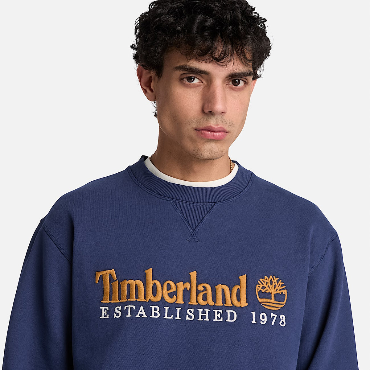 Timberland  felpa girocollo da uomo1973 Embroidered Logo ricamato TBC0YHB7 AIH blu