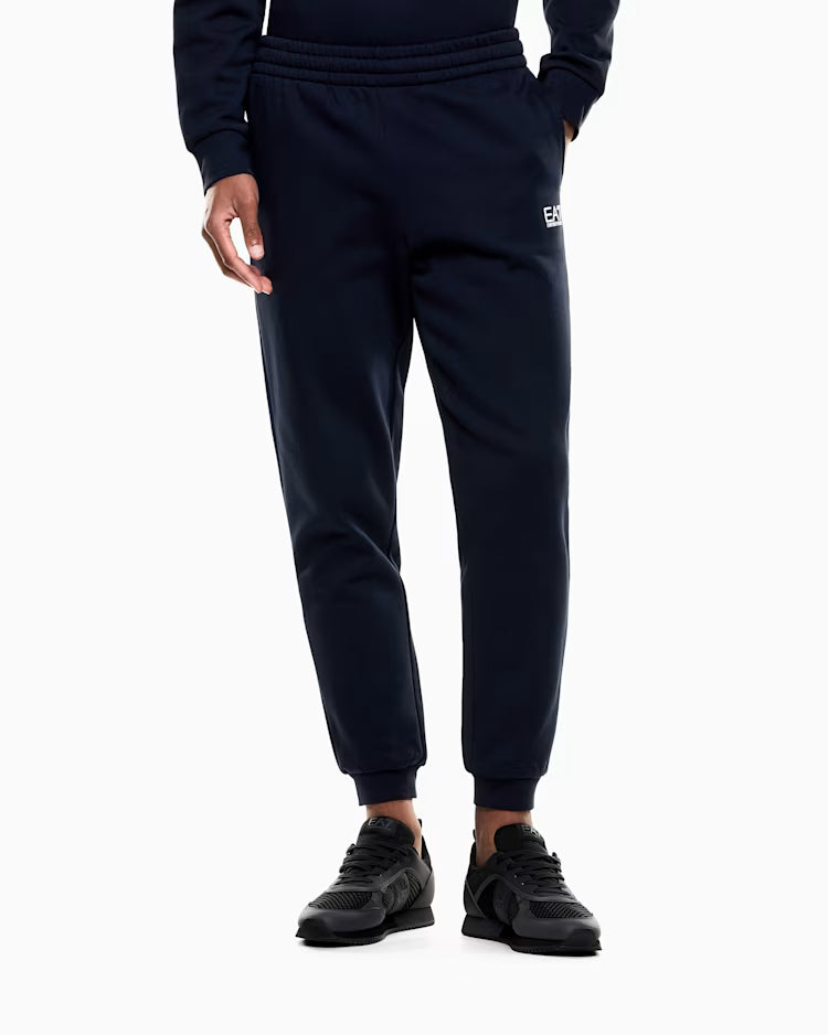 EA7 ARMANI Pantalone sportivo da uomo Jogger cotone con coulisse e fondo a costine Core Identity 8NPP64 PJVTZ 1562 blu