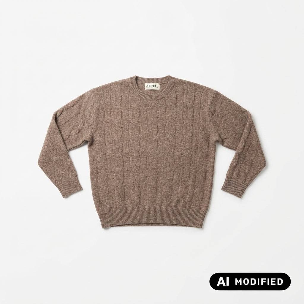 Griffai maglia over girocollo da donna in cashmere con trecce finezza 12 DGF6962 tortora