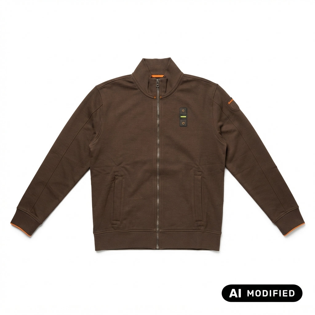 Blauer felpa con cerniera intera da uomo City 26WBLUF01315-007693 382 marrone