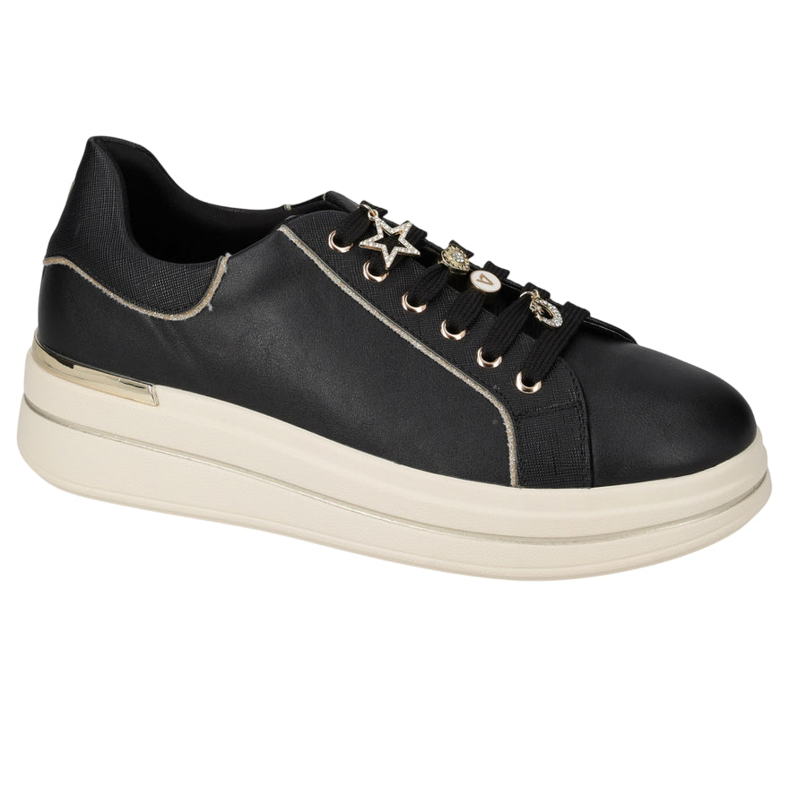 Valleverde 35480 Scarpe Donna Black - Sneakers Comode in Pelle con Design Elegante - laterale