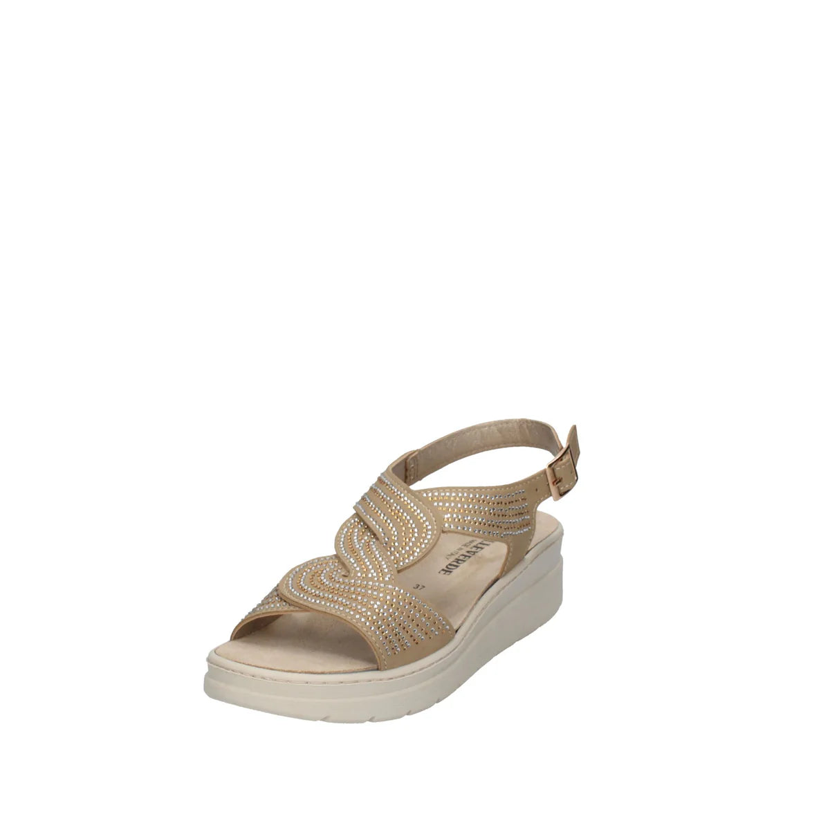 Valleverde Ciabatta Donna Zeppa Strass Beige - 55602