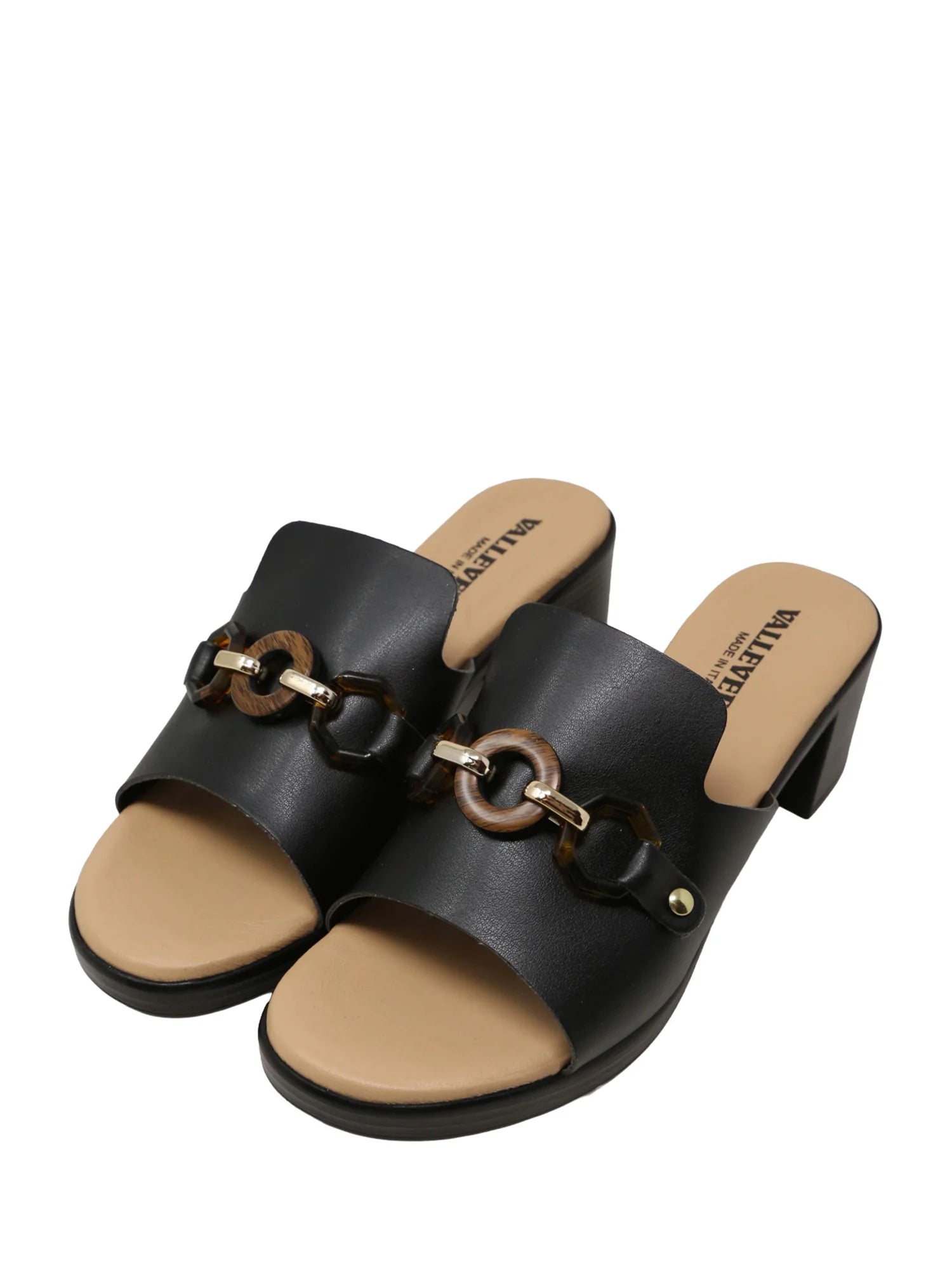 Valleverde Sandalo in Pelle con Tacco Donna Nero - 55453
