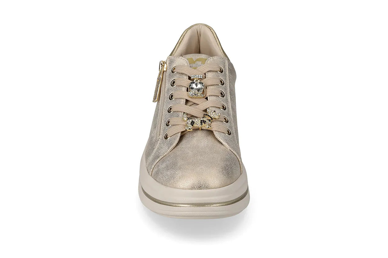 Valleverde sneakers con zeppa da donna con laccio e cerniera 35492B gold