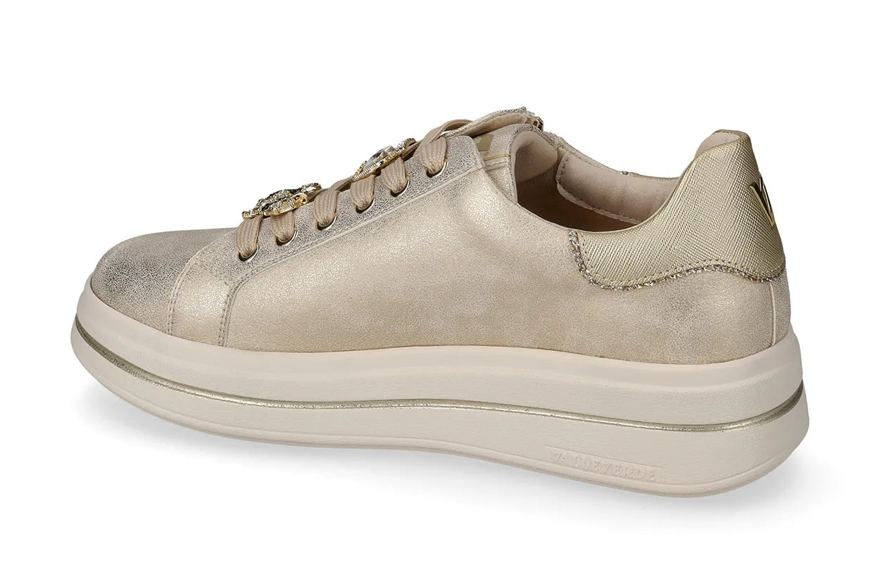 Valleverde sneakers con zeppa da donna con laccio e cerniera 35492B gold