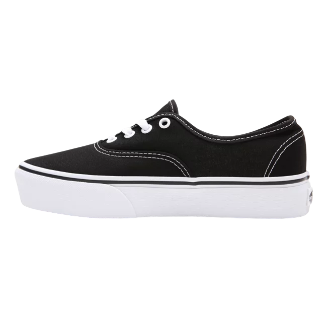 Vans Authentic Platform nere da donna, modello VN0A3AV8BLK in tela con suola platform e battistrada waffle - interna