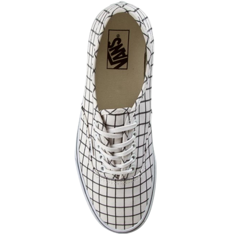 Vans Authentic bianche da donna, modello VN0003B9IQU in tela con motivi geometrici e suola in gomma waffle - alto
