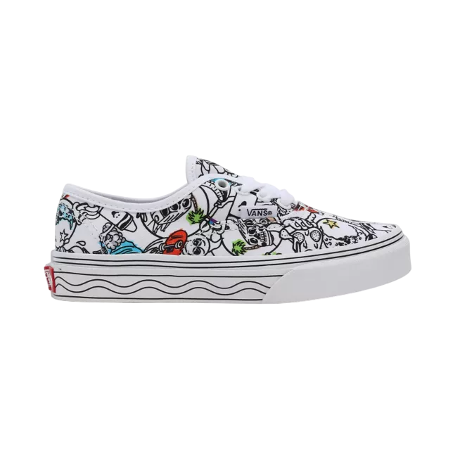 Vans Authentic x Crayola Junior bianche, modello VN0A3UIVARE in tela da disegnare e personalizzare - esterna
