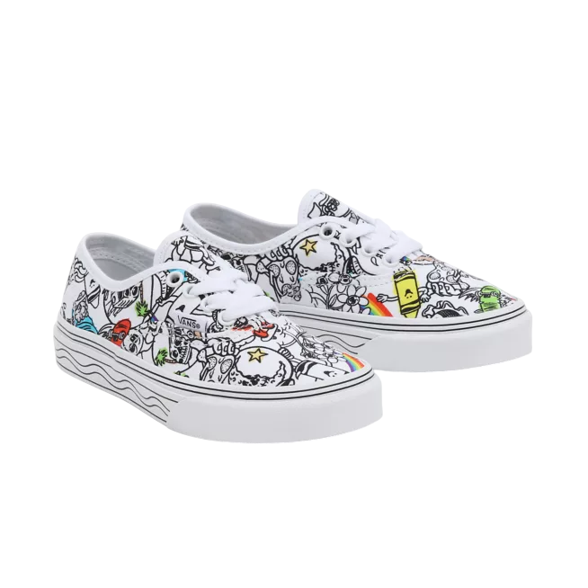 Vans Authentic x Crayola Junior bianche, modello VN0A3UIVARE in tela da disegnare e personalizzare - frontale